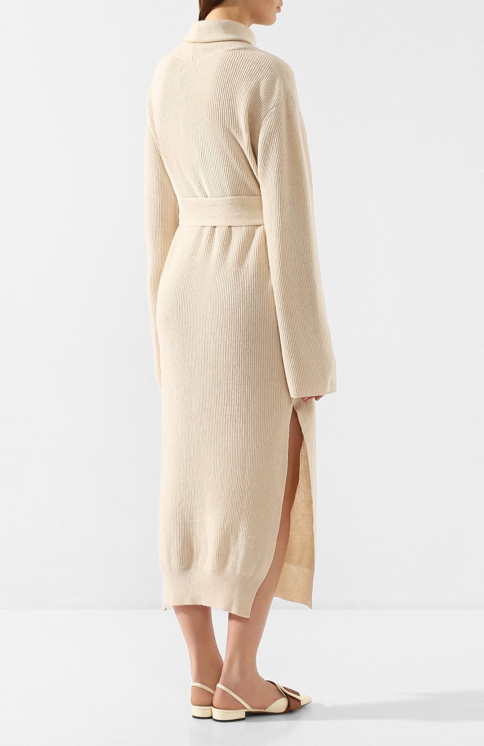 Платье с поясом NANUSHKA, арт. CANAAN_CREME_CASHMERE BLEND RIB, фото 4