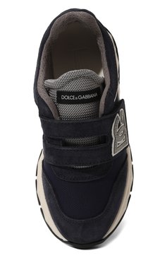 Мужского комбинированные кроссовки dg running DOLCE & GABBANA темно-синего цвета, арт. DA5187/AA954/29-36 | Фото 4 (Материал внутренний: Текстиль, Натуральная �кожа; Нос: Не проставлено; Материал внешний: Натуральная кожа; Стили: Классический; Кросс-КТ: велькро; Региональные ограничения белый список (Axapta Mercury): Не проставлено)