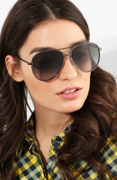 Женские солнцезащитные очки JIMMY CHOO серого цвета, арт. TRINY 807 | Фото 2 (Статус проверки: Проверена категория, Проверено; Тип очков: С/з; Региональные ограничения белый список (Axapta Mercury): RU, Не проставлено; Нос: Не проставлено; Материал: Металл; Оптика Гендер: оптика-женское; Очки форма: Авиаторы)