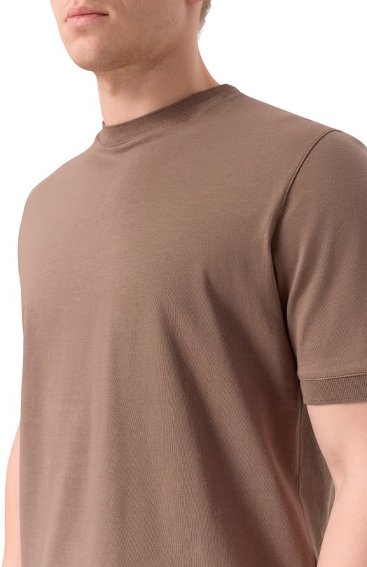 Хлопковая футболка Canali T0930/MJ02435 Коричневый  T0930/MJ02435 Фото 5