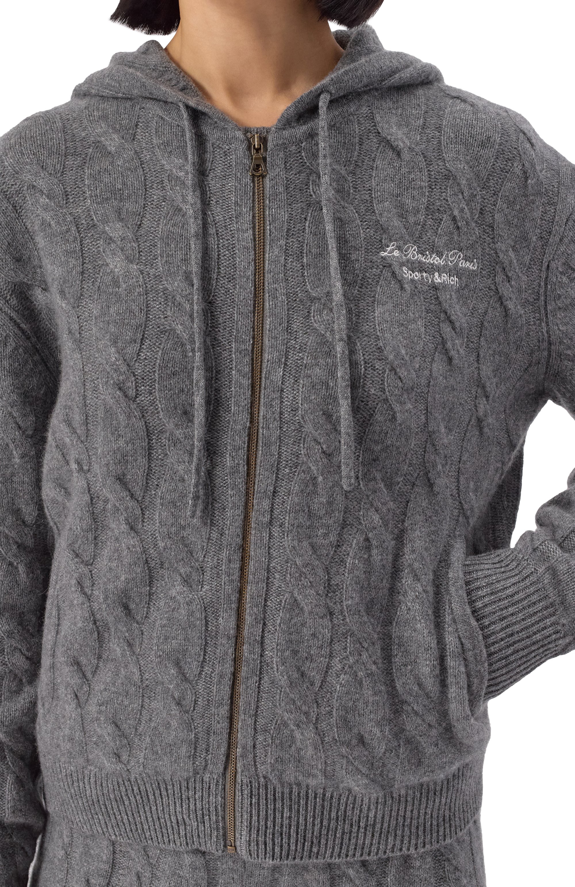 Кардиган из кашемира и шерсти sporty & rich x le bristol paris SPORTY AND RICH, арт. CA005517619GY03, фото 5