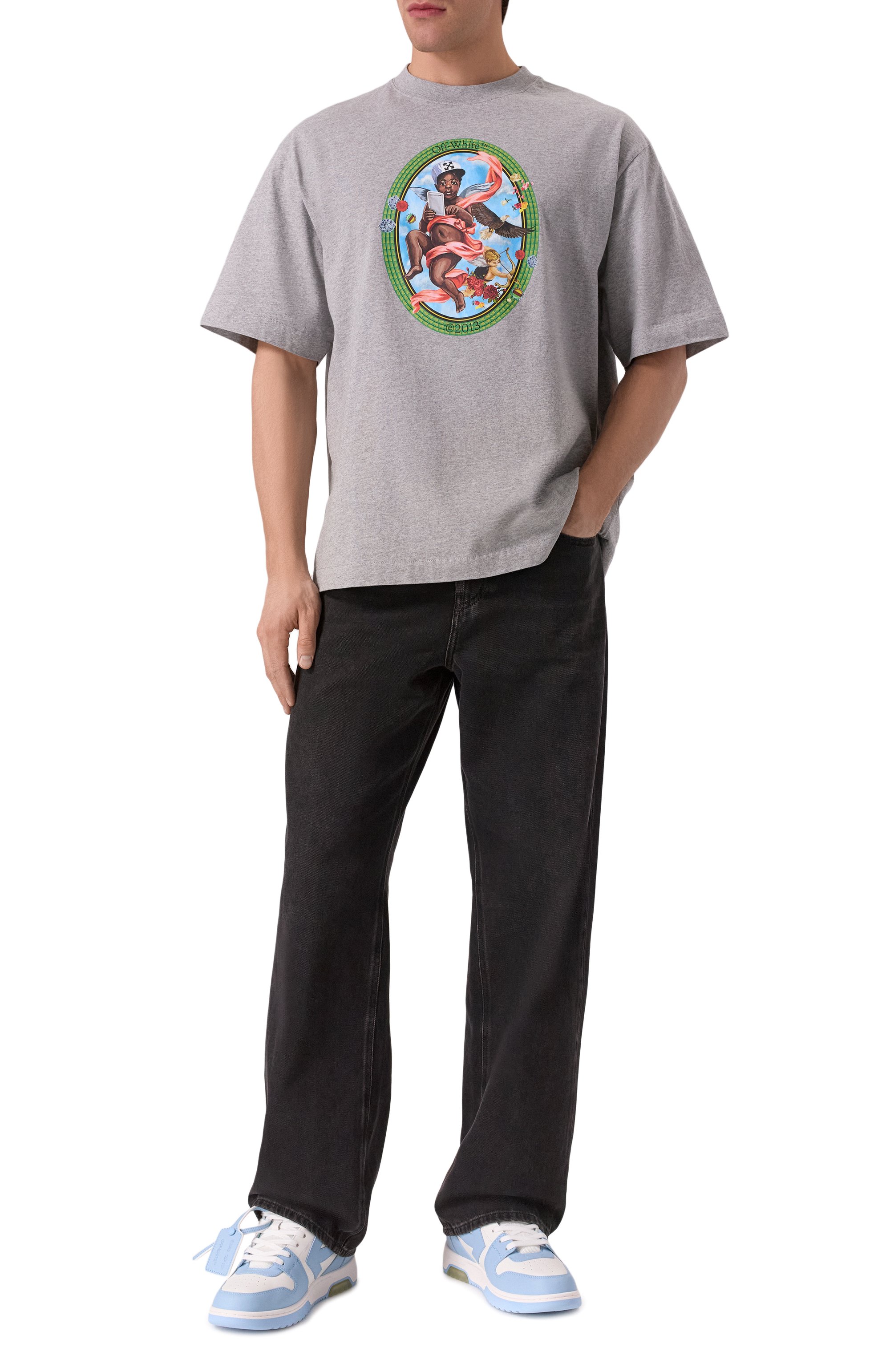 Кожаные кеды out of office OFF-WHITE, арт. 0MIA189C99LEA007, фото 2