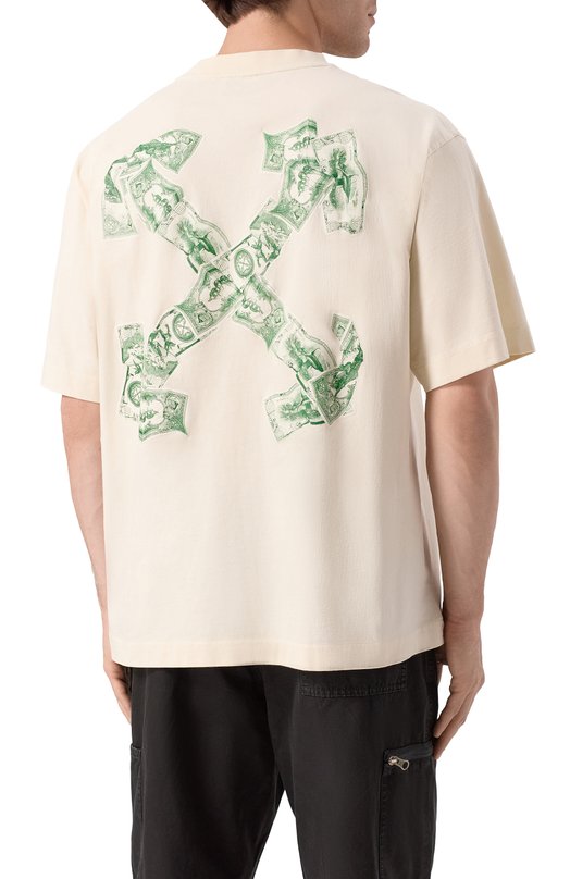 Хлопковая футболка Off-White 0MAA120S25JER00E Кремовый  0MAA120S25JER00E Фото 4