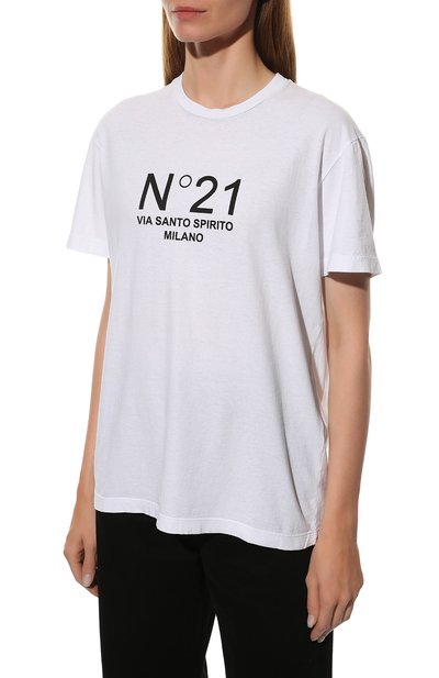 Хлопковая футболка N21 белого цвета по цене 22800 руб., арт. 22I N2M0/F051/6325, фото 3 Хлопковая футболка N21, арт. 22I N2M0/F051/6325, фото 3