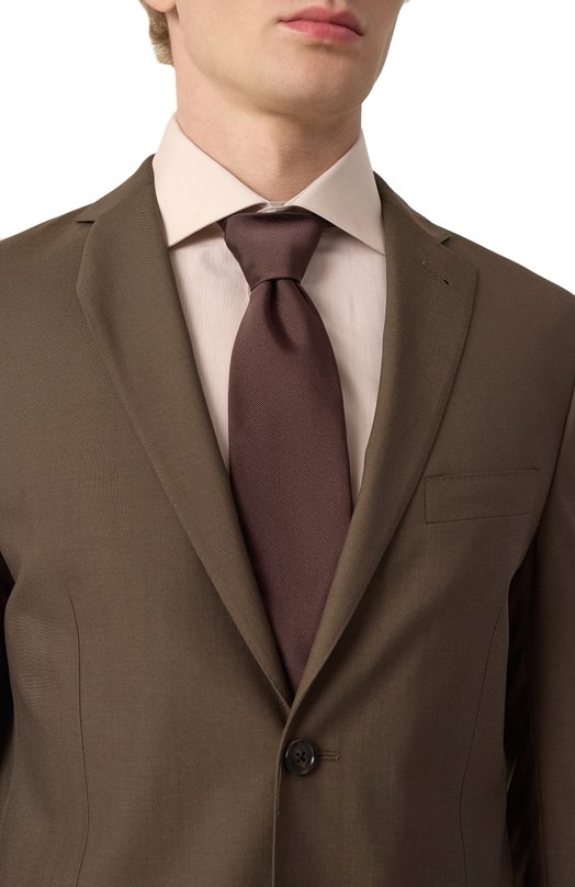 Шелковый галстук Brunello Cucinelli MM8860018 Коричневый  MM8860018 Фото 2