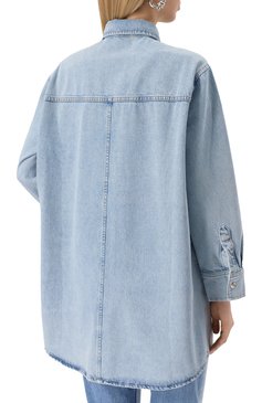 Женская джинсовая рубашка FRAME DENIM голубого цвета, арт. WP25DDR002 | Фото 4 (Рукава: Длинные; Драгоценные камни: Проставлено; Материал сплава: Проставлено; Длина (для топов): Удлиненные; Принт: Без принта; Материал внешний: Деним, Хлопок; Стили: Кэжуэл; Кросс-КТ: Деним; Женское Кросс-КТ: Рубашка-одежда)
