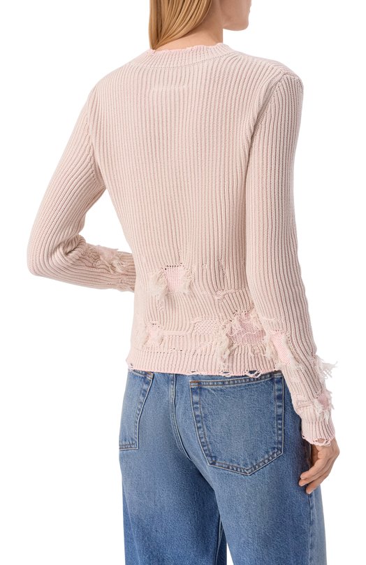 Хлопковый свитер MM6 S52HL0054/M13214 Розовый  S52HL0054/M13214 Фото 4