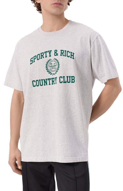 Хлопковая футболка Sporty and Rich T0043606218GY03 Серый  T0043606218GY03 Фото 3