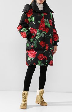 Женский пуховик с капюшоном DOLCE & GABBANA красного цвета, арт. F9F48T/HSM07 | Фото 2 (Рукава: Длинные; Длина (верхняя одежда): До середины бедра, Длинные; Материал внешний: Синтетический материал; Кросс-КТ: Пуховик; Материал сплава: Проставлено; Материал подклада: Синтетический материал; Драгоценные камни: Проставлено; Материал утеплителя: Пух и перо; Статус проверки: Проверена категория)