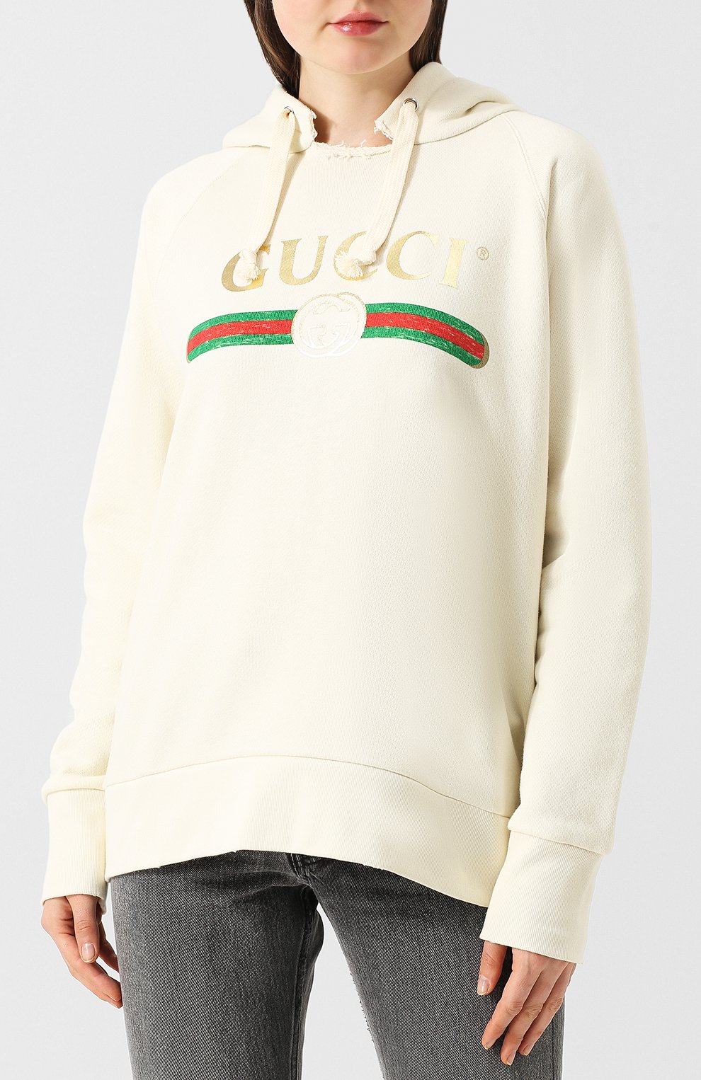 Хлопковый пуловер с капюшоном и логотипом бренда GUCCI, арт. 457931/X5N71, фото 3