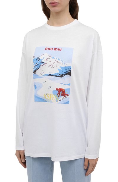 Хлопковый лонгслив MIU MIU, арт. MJL806-1Z3J-F0009, фото 3