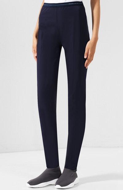 Однотонные брюки с эластичным поясом и логотипом бренда PRADA, арт. P255B-G39-F0124, фото 3