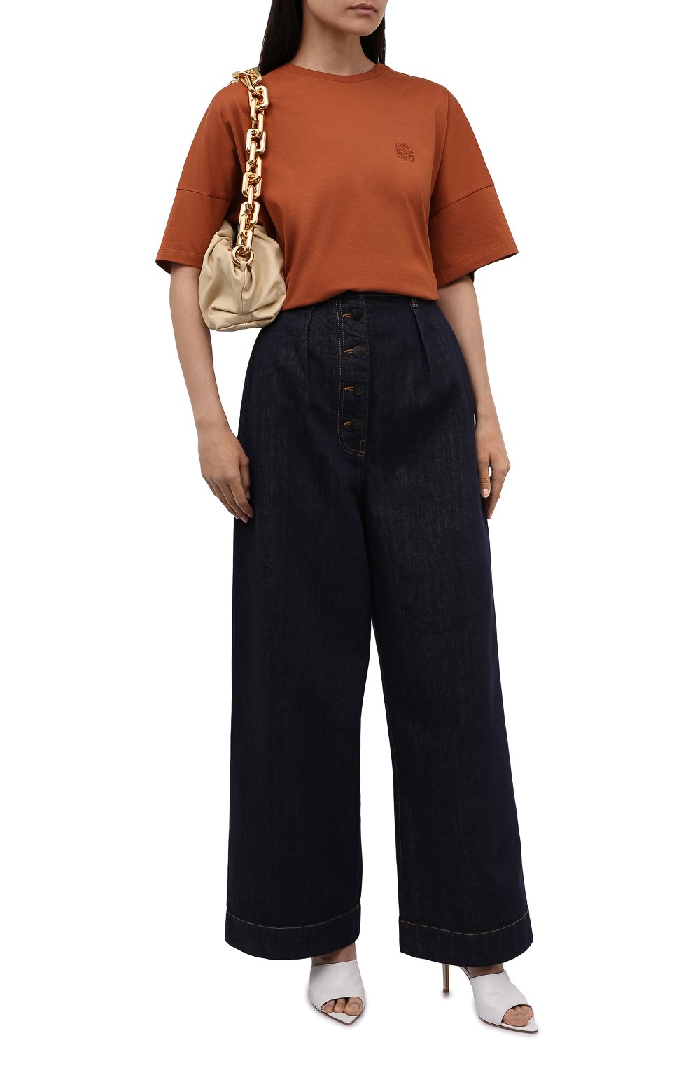Хлопковая футболка LOEWE коричневого цвета по цене 34900 руб., арт. S359333XC9, фото 2 Хлопковая футболка LOEWE, арт. S359333XC9, фото 2