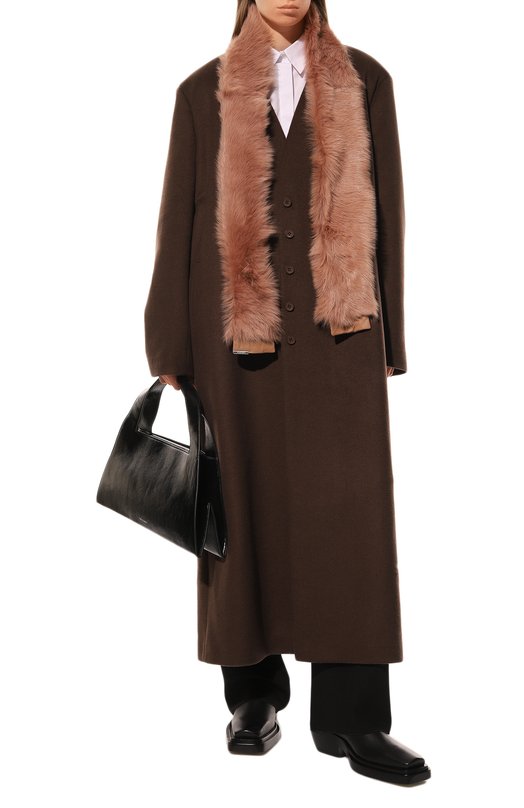 Меховой шарф из овчины DROMe Розовый, фото 2