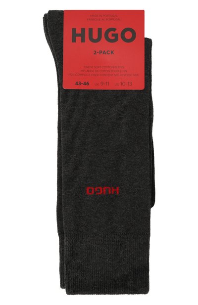 Комплект из двух пар носков HUGO темно-серого цвета по цене 1900 руб., арт. 50468099, фото 1 Комплект из двух пар носков HUGO, арт. 50468099, фото 1