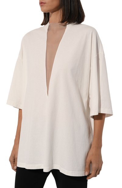 Хлопковая футболка MM6 кремового цвета по цене 34750 руб., арт. S52GC0288/S23962, фото 3 Хлопковая футболка MM6, арт. S52GC0288/S23962, фото 3