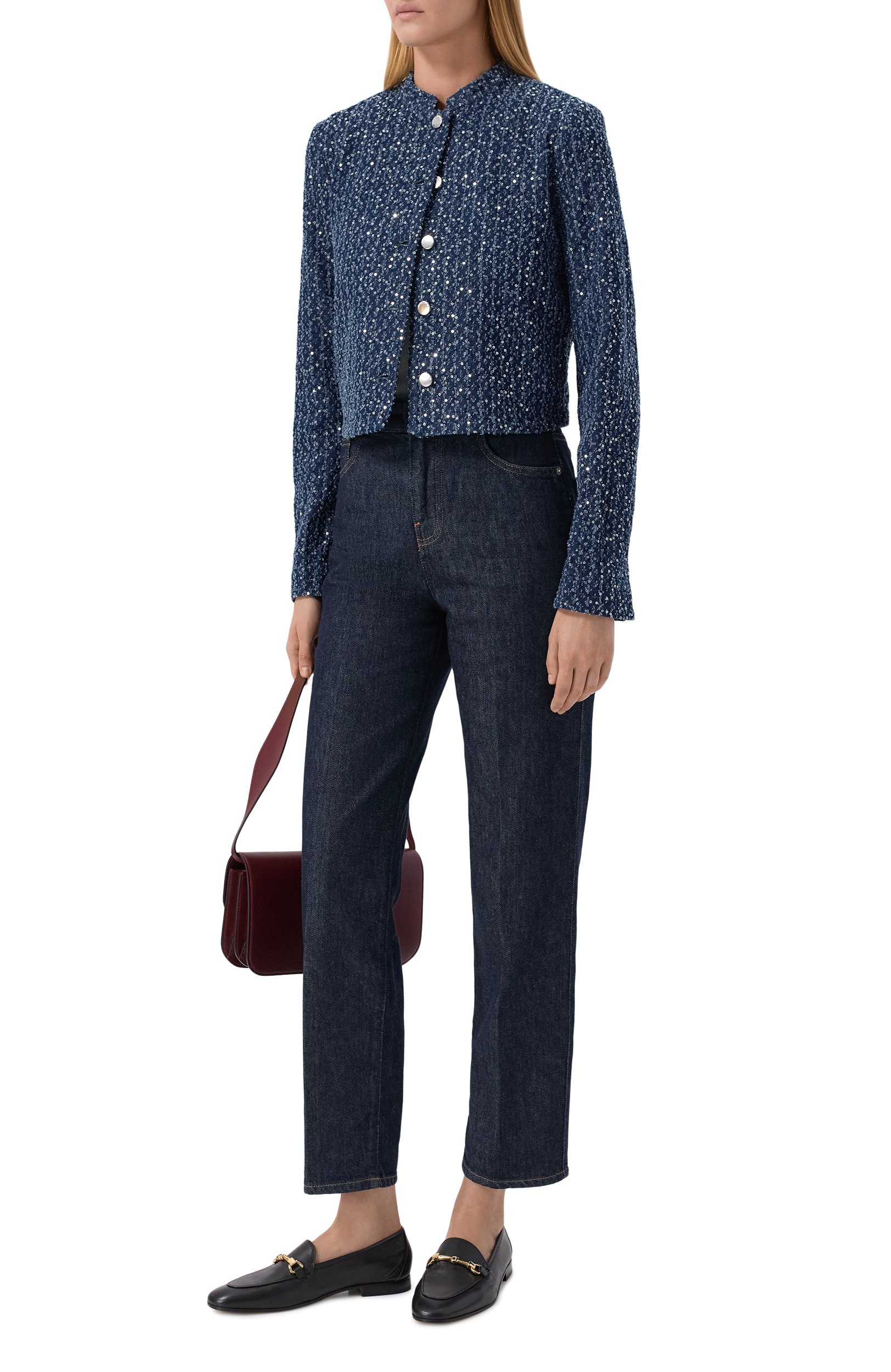 Джинсы EMPORIO ARMANI темно-синего цвета по цене 41500 руб., арт. EW003498/AF18421, фото 2 Джинсы EMPORIO ARMANI, арт. EW003498/AF18421, фото 2