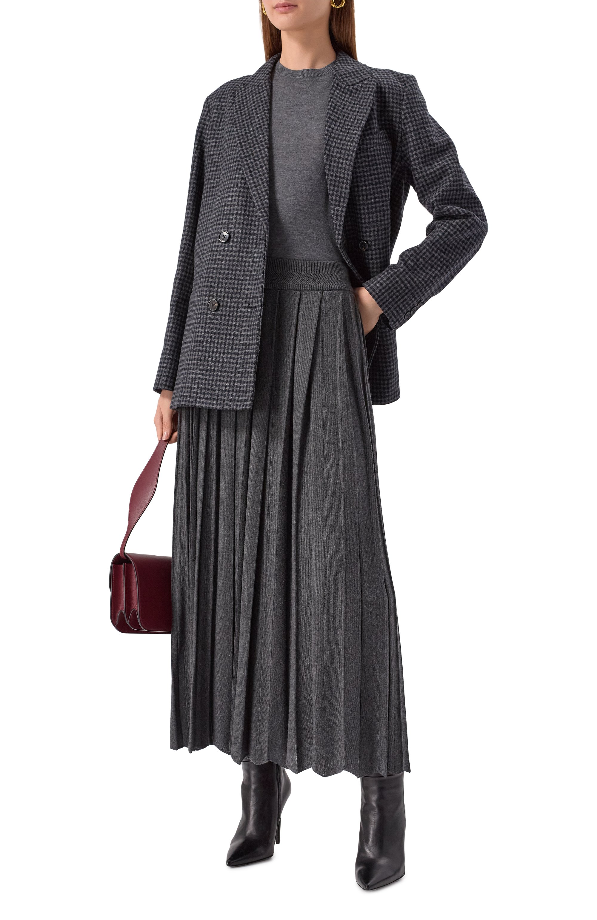 Юбка из шелка и кашемира FREEAGE серого цвета по цене 89540 руб., арт. W26.SK036.6030.991, фото 2 Юбка из шелка и кашемира FREEAGE, арт. W26.SK036.6030.991, фото 2