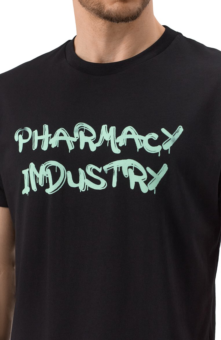 Мужская хлопковая футболка PHARMACY INDUSTRY черного цвета, арт. PHABM00186 | Фото 5 (Рукава: Короткие; Материал внешний: Хлопок; Длина (для топов): Стандартные; Принт: С принтом; Стили: Гранж; Мужское Кросс-КТ: Футболка-одежда; Автоматизация ТО: Проставлено; Детали: Без декора; Автоматизация состава: Проставлено)