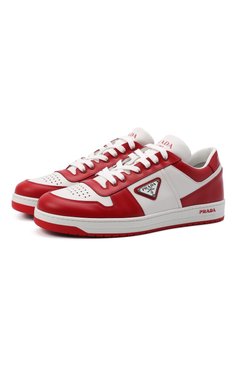 Мужские кожаные кеды PRADA красного цвета, арт. 2EE364-3LKG-F0O3N | Фото 1 (Подошва: Массивная; Материал утеплителя: Без утеплителя; Стили: Классический; Материал сплава: Проставлено; Драгоценные камни: Проставлено; Материал внешний: Натуральная кожа; Кросс-КТ: Низкие)