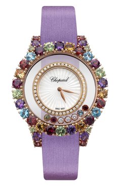 Женские часы rose gold happy circle multi-color CHOPARD бесцветного цвета, арт. 209430-5801 | Фото 1 (Механизм: Кварц; Материал корпуса: Розовое золото; Цвет циферблата: Перламутровый; Региональные ограничения белый список (Axapta Mercury): Не проставлено; Нос: Не проставлено)