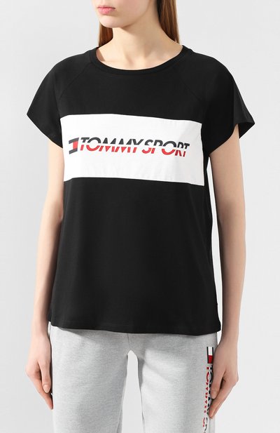 Футболка TOMMY SPORT черного цвета по цене 4490 руб., арт. S10S100331, фото 3 Футболка TOMMY SPORT, арт. S10S100331, фото 3