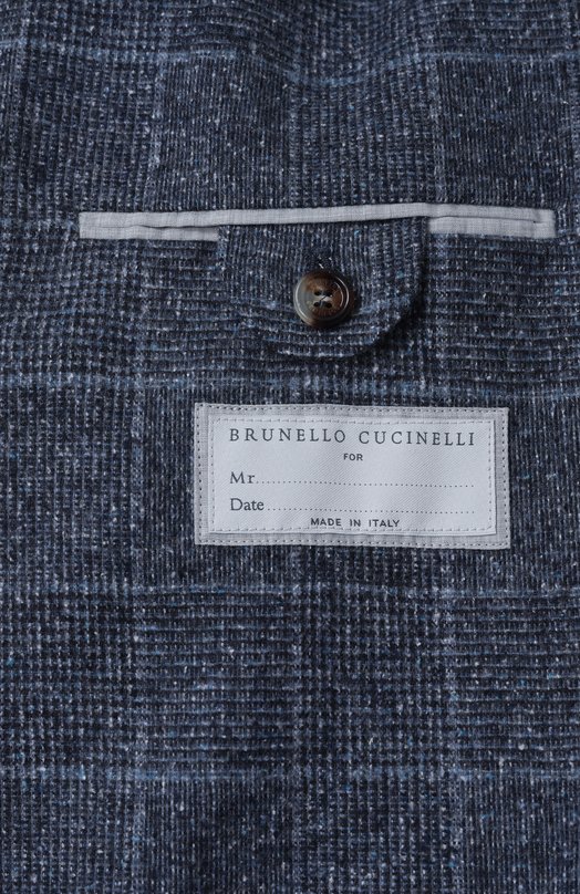 Пиджак из шелка и шерсти Brunello Cucinelli MY4667BND Синий  MY4667BND Фото 9