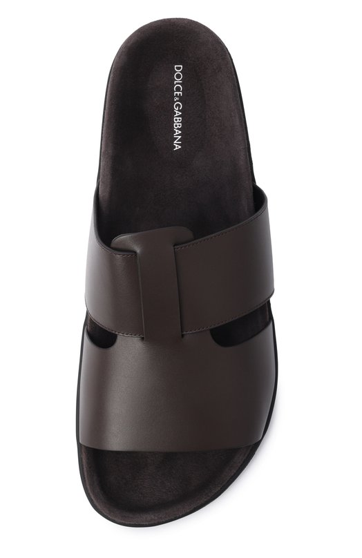 Кожаные шлепанцы Dolce & Gabbana A80570/A0118 Коричневый  A80570/A0118 Фото 5