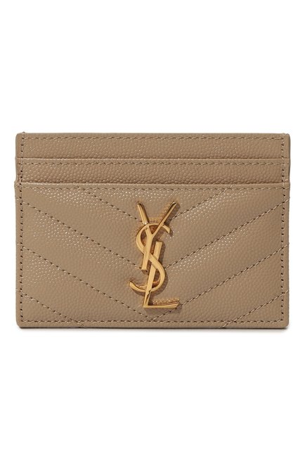 Женский кожаный футляр для кредитных карт monogram SAINT LAURENT бежевого цвета, арт. 423291/B0W01 | Фото 1 (Материал: Натуральная кожа)