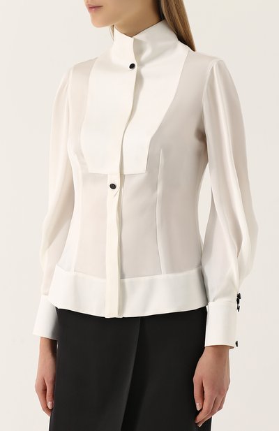 Приталенная шелковая блуза с воротником-стойкой GIORGIO ARMANI, ар т. ZAC25T/ZA48C, фото 3