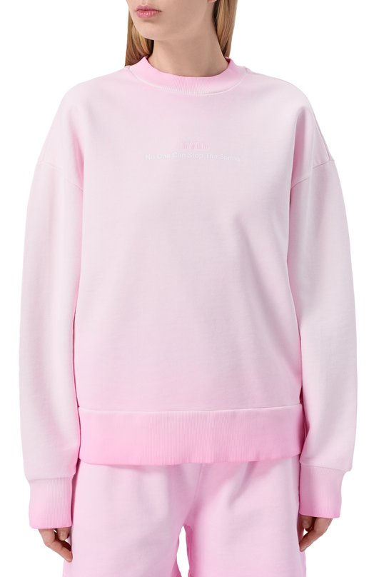 Хлопковый свитшот MSGM 4041MDM74SE/267287 Розовый  4041MDM74SE/267287 Фото 3