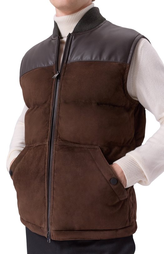 Замшевый жилет Brioni PUF60L/0D701 Коричневый  PUF60L/0D701 Фото 5