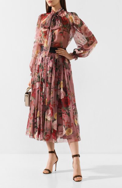 Шелковая блузка DOLCE & GABBANA розового цвета по цене 125000 руб., арт. F5L14T/HS16K, фото 2 Шелковая блузка DOLCE & GABBANA, арт. F5L14T/HS16K, фото 2