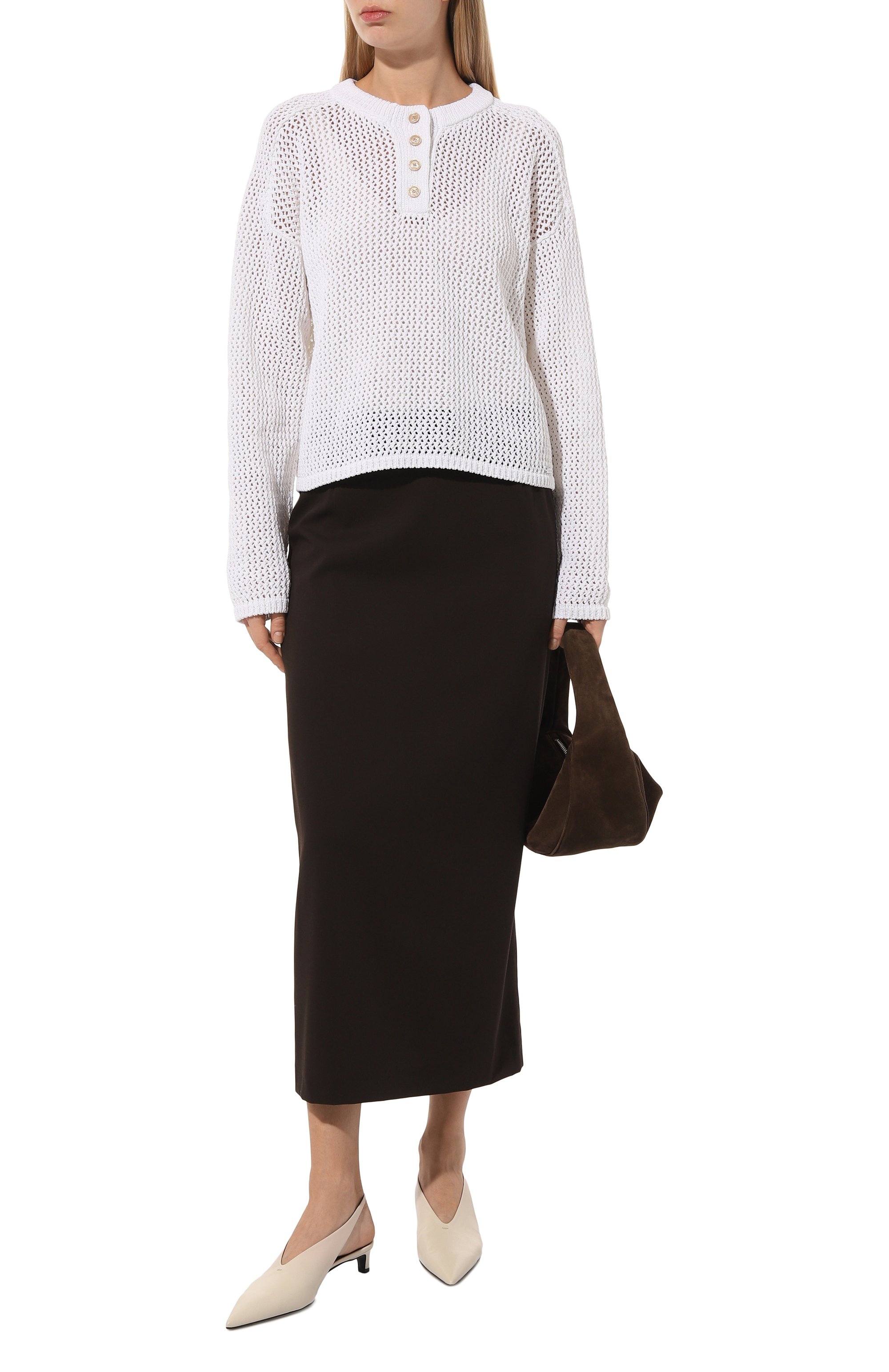 Хлопковый пуловер KITON белого цвета по цене 106000 руб., арт. D57722100, фото 2 Хлопковый пуловер KITON, арт. D57722100, фото 2