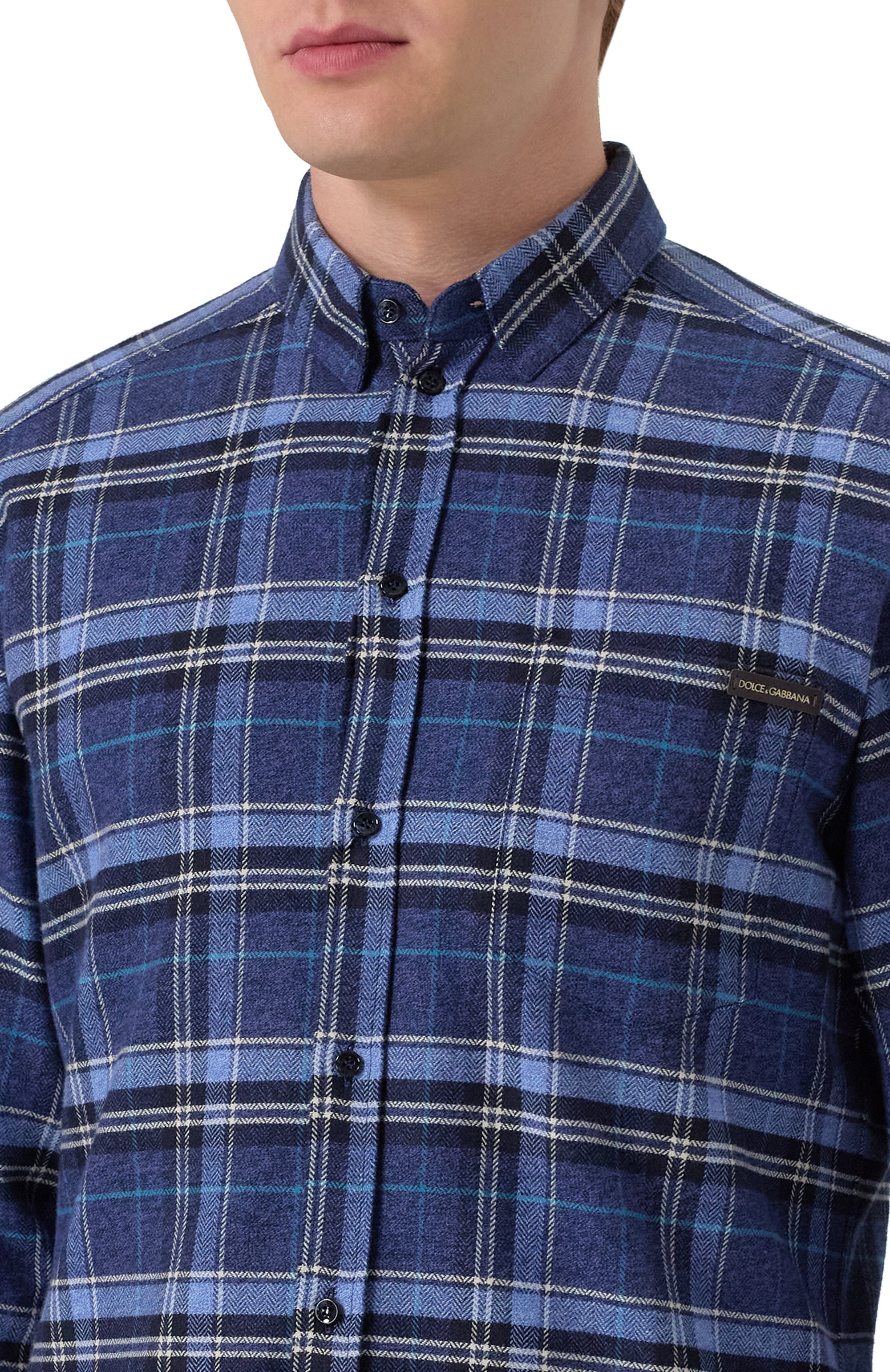 Хлопковая рубашка DOLCE & GABBANA темно-синего цвета по цене 98950 руб., арт. G5JZ9T/FQ5M0, фото 5 Хлопковая рубашка DOLCE & GABBANA, арт. G5JZ9T/FQ5M0, фото 5