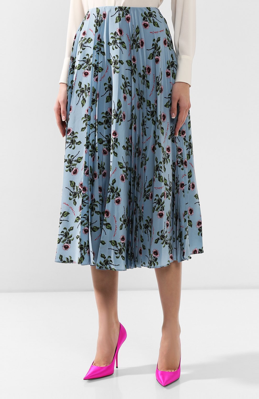 Шелковая юбка VALENTINO голубого цвета по цене 239500 руб., арт. SB0RA5584W5, фото 3 Шелковая юбка VALENTINO, арт. SB0RA5584W5, фото 3