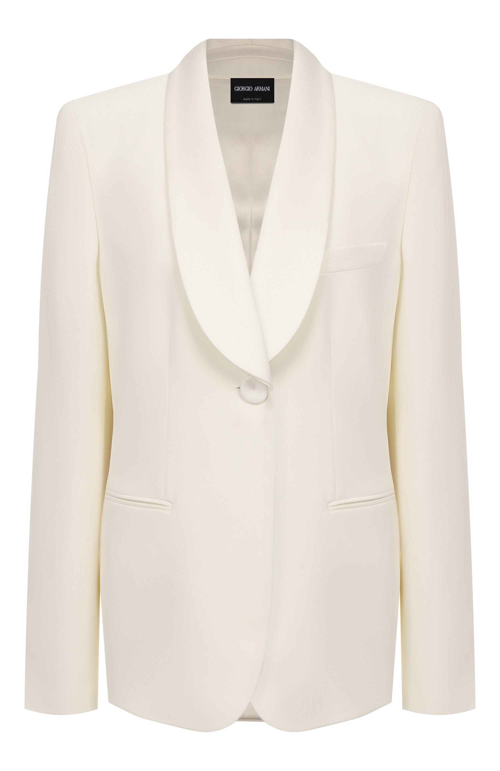 Шелковый жакет GIORGIO ARMANI белого цвета по цене 673000 руб., арт. 8CHAT002/T00EV_1, фото 1 Шелковый жакет GIORGIO ARMANI, арт. 8CHAT002/T00EV_1, фото 1