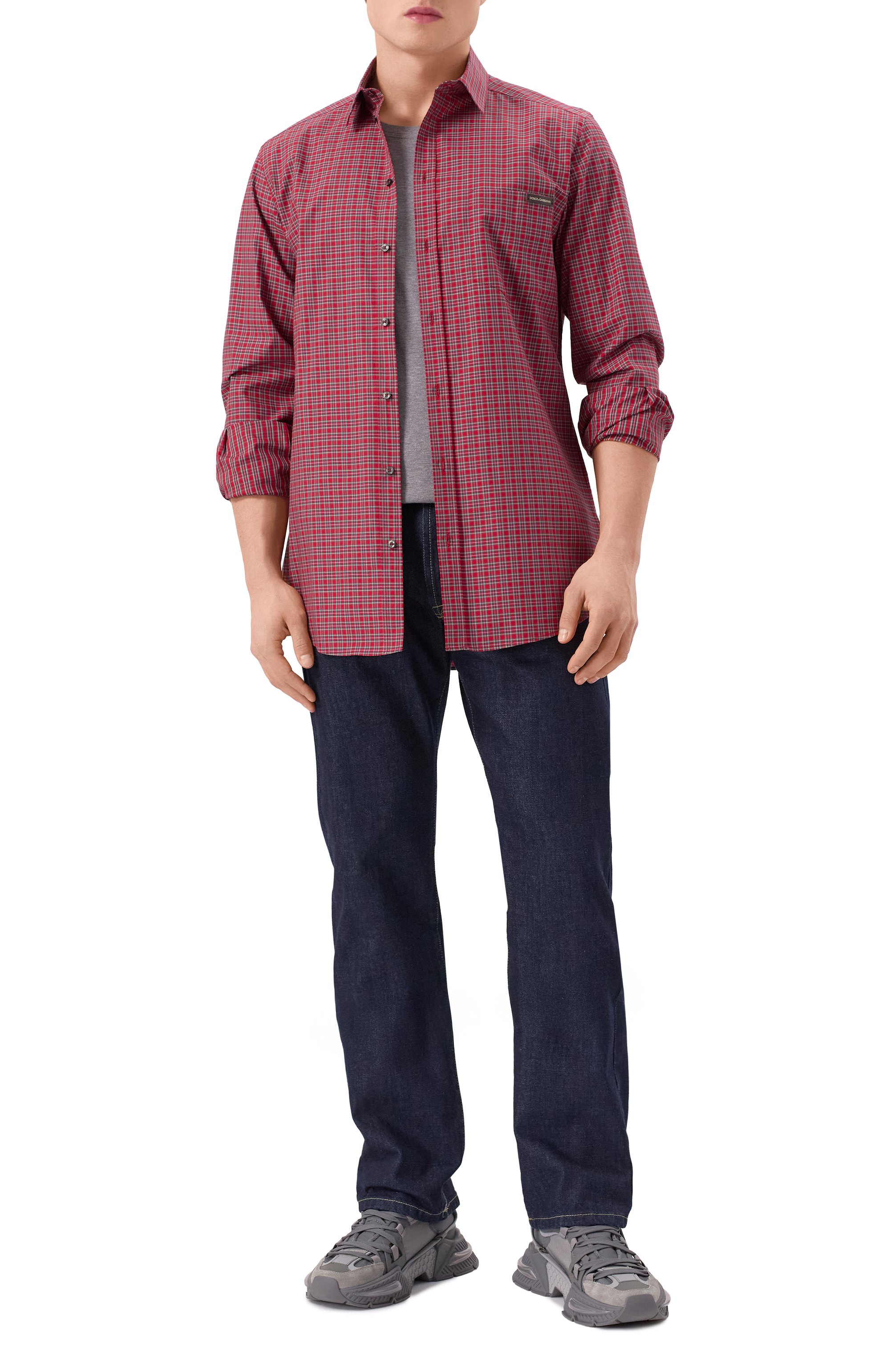 Хлопковая майка DOLCE & GABBANA серого цвета по цене 49950 руб., арт. G8QJ5T/G7N7A, фото 2 Хлопковая майка DOLCE & GABBANA, арт. G8QJ5T/G7N7A, фото 2