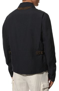 Мужская куртка изо льна и хлопка BRIONI темно-синего цвета, арт. SLPL0L/P7149 | Фото 4 (Кросс-КТ: Куртка, Ветровка; Рукава: Длинные; Материал сплава: Проставлено; Материал внешний: Хлопок, Лен; Мужское Кросс-КТ: Верхняя одежда; Ювелирные украшения: Назначено; Драгоценные камни: Проставлено; Длина (верхняя одежда): Короткие)