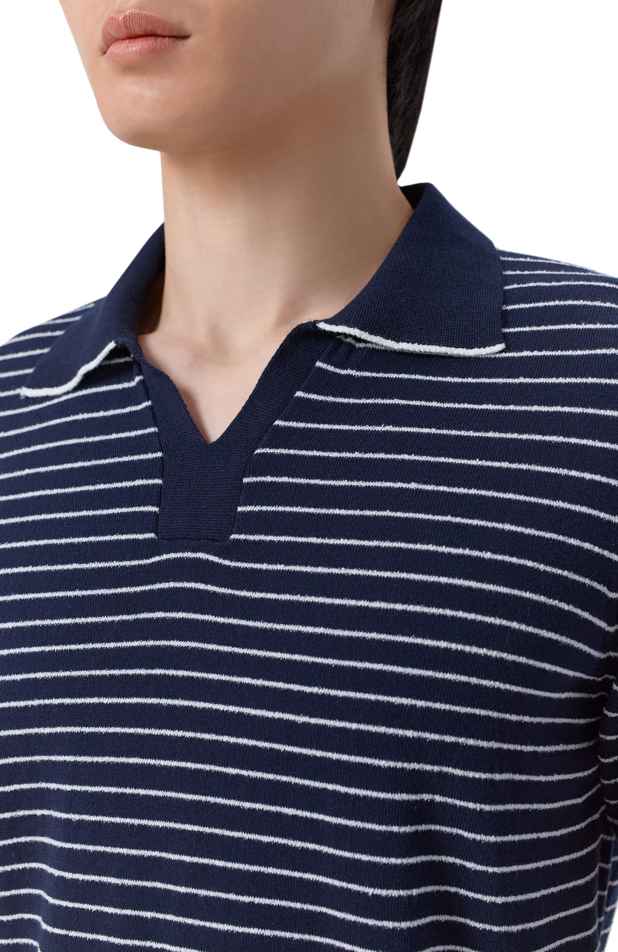 Хлопковое поло ANDREA CAMPAGNA темно-синего цвета по цене 36200 руб., арт. M5426-8029, фото 5 Хлопковое поло ANDREA CAMPAGNA, арт. M5426-8029, фото 5