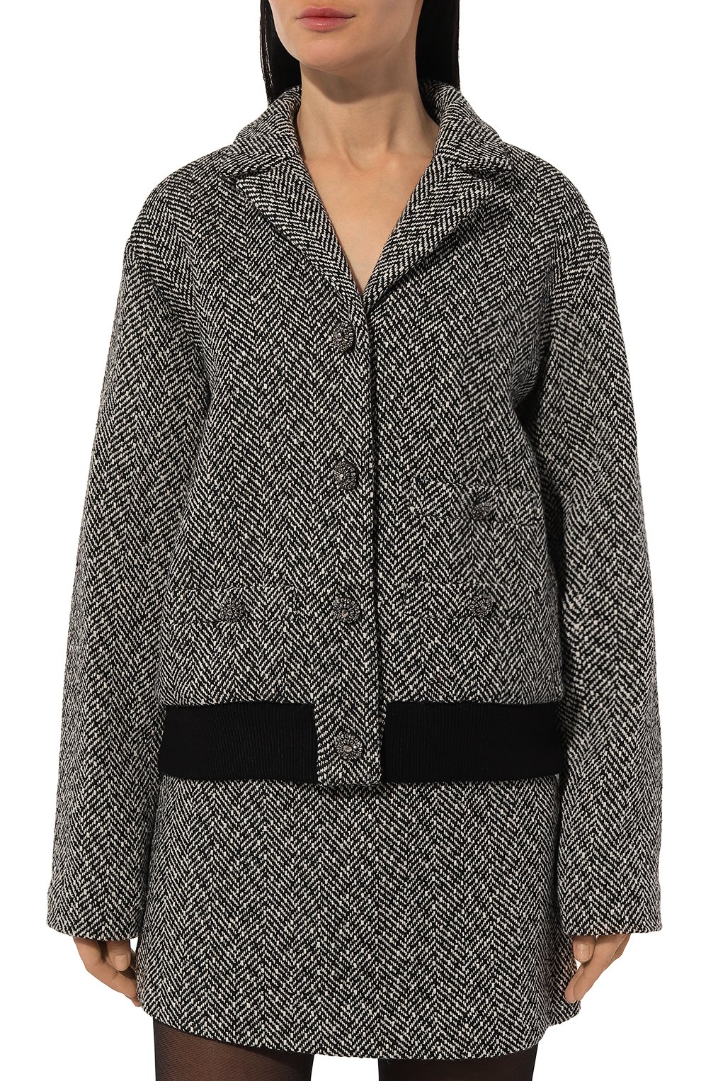 Бомбер SELF-PORTRAIT темно-серого цвета по цене 73300 руб., арт. AW24-052J-B, фото 3 Бомбер SELF-PORTRAIT, арт. AW24-052J-B, фото 3