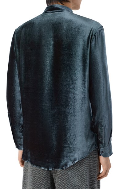 Рубашка из вискозы и шелка GIORGIO ARMANI темно-синего цвета по цене 184500 руб., арт. GM004496/TE23533, фото 4 Рубашка из вискозы и шелка GIORGIO ARMANI, арт. GM004496/TE23533, фото 4