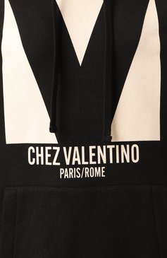 Женский хлопковое худи VALENTINO черного цвета, арт. 6B3MF24I960 | Фото 6 (Материал внешний: Хлопок; Длина (для топов): Стандартные; Драгоценные камни: Проставлено; Материал сплава: Проставлено; Рукава: Длинные; Женское Кросс-КТ: Худи-одежда; Стили: Спорт-шик)