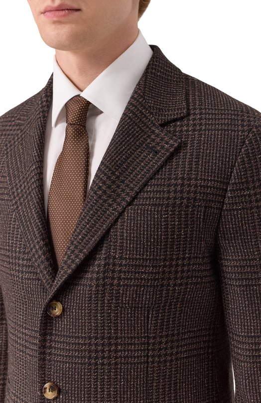 Пиджак из шерсти и шелка Brunello Cucinelli MV4167BND Коричневый  MV4167BND Фото 7