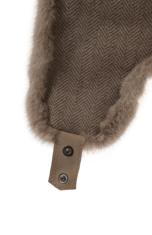 Шапка-ушанка с отделкой из норки FurLand 0201410010044600078 Бежевый  0201410010044600078 Фото 3