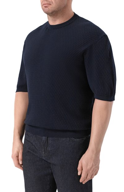 Хлопковый джемпер CORTIGIANI темно-синего цвета по цене 79950 руб., арт. 4AS120, фото 3 Хлопковый джемпер CORTIGIANI, арт. 4AS120, фото 3