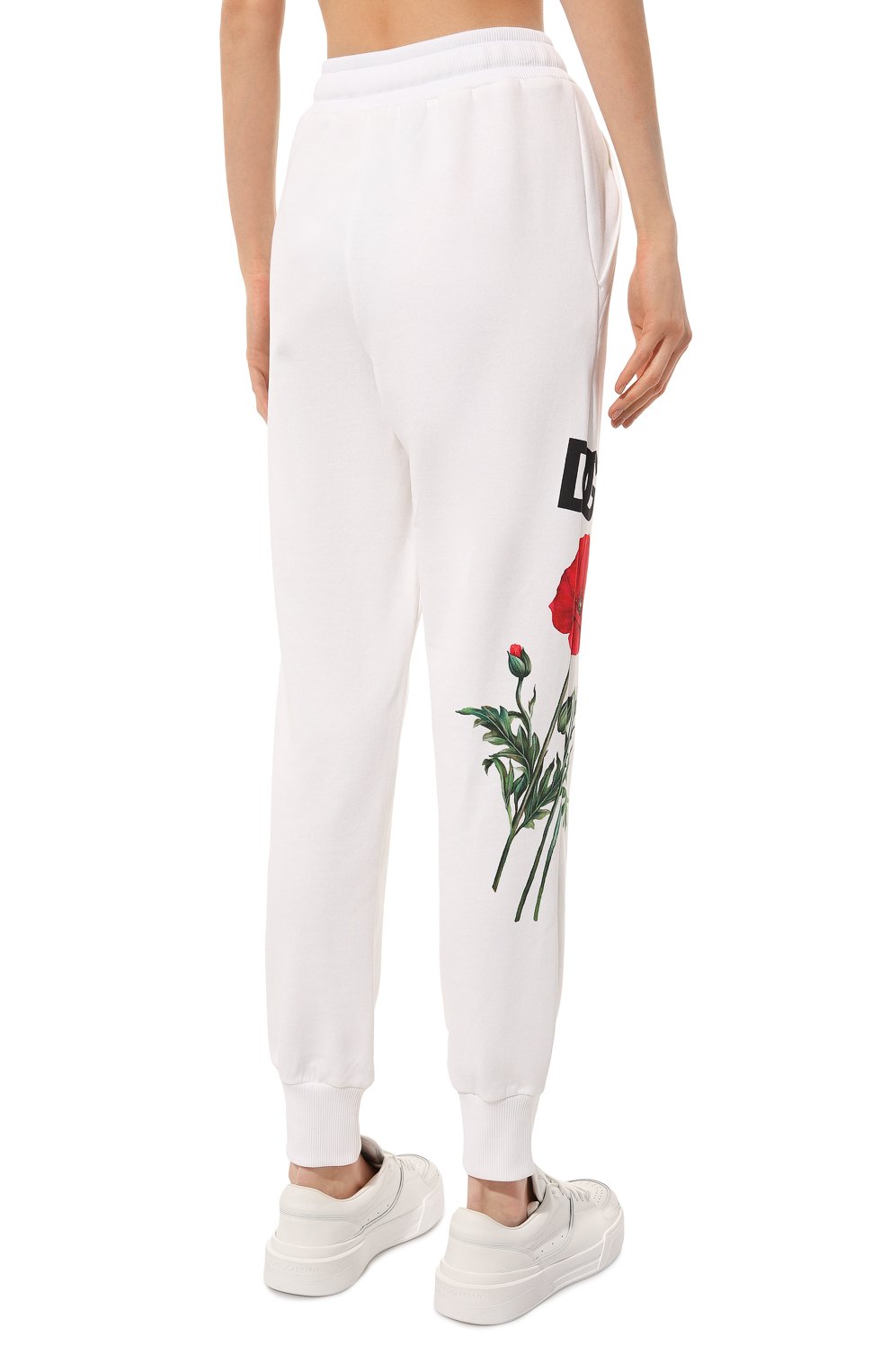 Хлопковые джоггеры DOLCE & GABBANA белого цвета по цене 81900 руб., арт. FTCQGT/HS7LQ, фото 4 Хлопковые джоггеры DOLCE & GABBANA, арт. FTCQGT/HS7LQ, фото 4