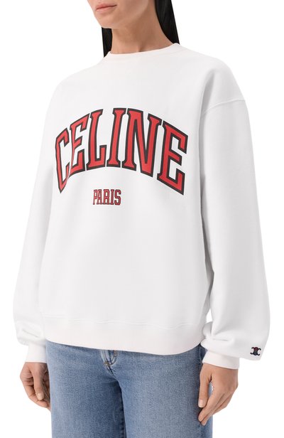 Хлопковый свитшот CELINE белого цвета по цене 131000 руб., арт. RY119/1233, фото 3 Хлопковый свитшот CELINE, арт. RY119/1233, фото 3