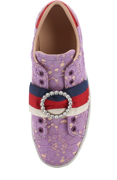 Текстильные кеды ace с кружевной отделкой GUCCI, арт. 498705/9MW10, фото 5
