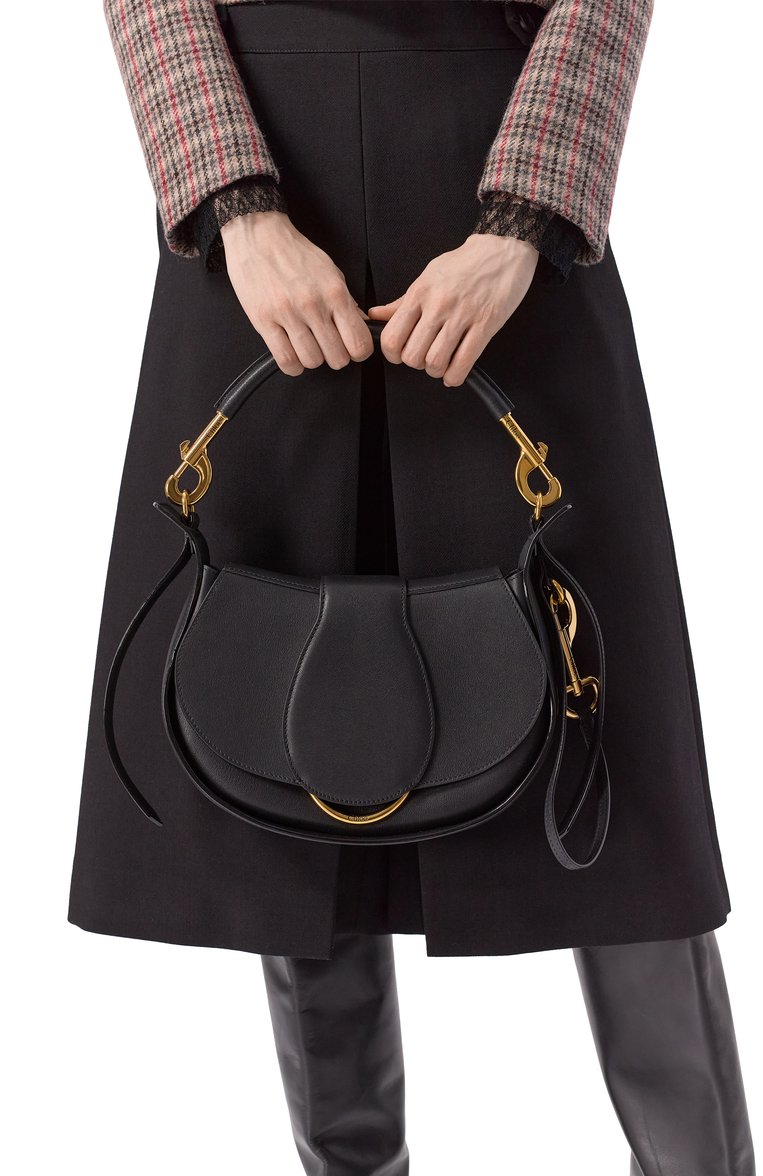 Женская сумка ride CHLOÉ черного цвета, арт. CHC25SS581032 | Фото 2 (Размер: medium; Материал: Натуральная кожа)